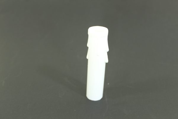 4" Decorated Plastic Candle Covers - Candelabra Base - Candelabra base socket - White Plastic - ACTUAL SIZE IS 3-7/8" OD 15/16" ID 13/16"