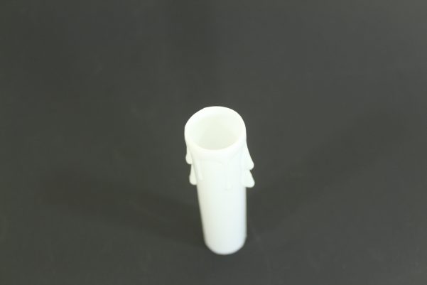 4" Decorated Plastic Candle Covers - Candelabra Base - Candelabra base socket - White Plastic - ACTUAL SIZE IS 3-7/8" OD 15/16" ID 13/16"