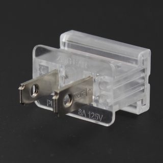 Clear grounded snap on slide together safe t plug for 18/2 SPT-1 wire