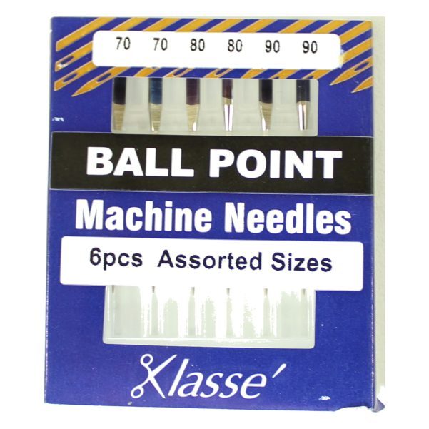 Klasse Ballpoint Sewing Machine Needles Assorted Sizes 6pk