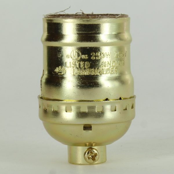 Keyless Brass Plated E26 Lamp Socket 1/8 IPS w/ Cat and Set Screw - Short Socket Type